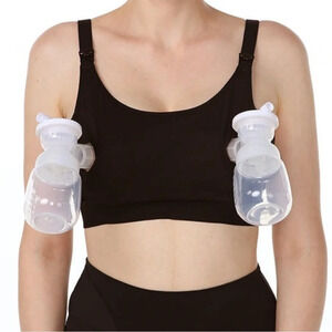 Sz M(38) Momcozy Hands Free Pumping Bra,breast pump compartment black nursing